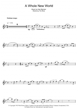 page one of A Whole New World (from Aladdin) (Flute Solo)