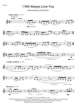 page one of I Will Always Love You (Clarinet Solo)