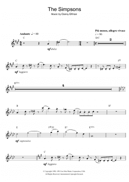 page one of Theme From The Simpsons (Alto Sax Solo)