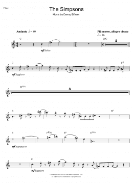 page one of Theme From The Simpsons (Flute Solo)