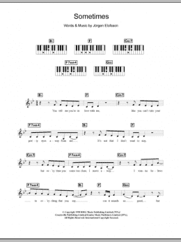 page one of Sometimes (Piano Chords/Lyrics)
