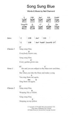 page one of Song Sung Blue (Guitar Chords/Lyrics)