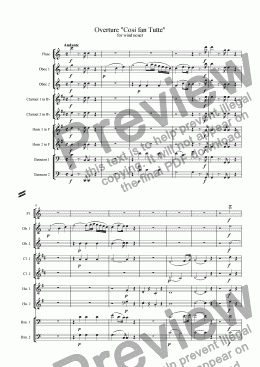 page one of Overture, Cosi fan Tutte (for wind nonet)