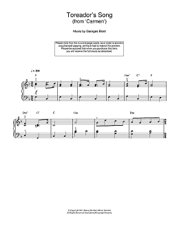 page one of Toreador's Song (from Carmen) (Beginner Piano)