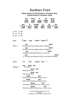page one of Southern Point (Guitar Chords/Lyrics)