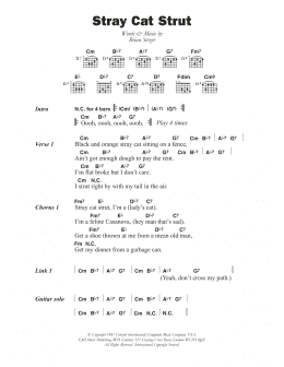 page one of Stray Cat Strut (Guitar Chords/Lyrics)