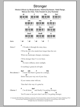 page one of Stronger (Piano Chords/Lyrics)