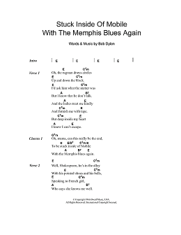 page one of Stuck Inside Of Mobile With The Memphis Blues Again (Guitar Chords/Lyrics)