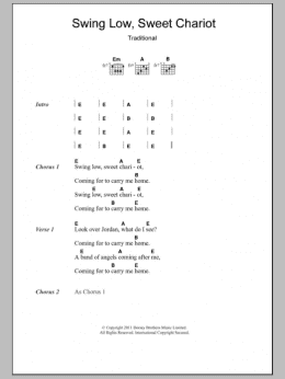 page one of Swing Low, Sweet Chariot (Guitar Chords/Lyrics)