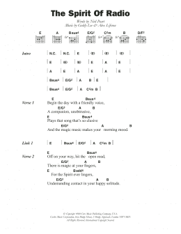 page one of The Spirit Of Radio (Guitar Chords/Lyrics)