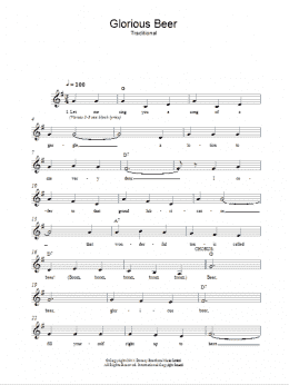 page one of Glorious Beer (Lead Sheet / Fake Book)