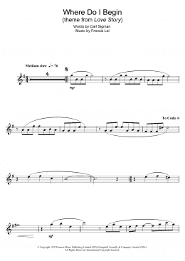 page one of Where Do I Begin (theme from Love Story) (Clarinet Solo)