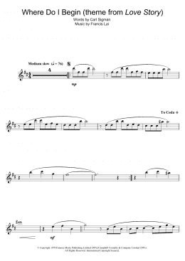page one of Where Do I Begin (theme from Love Story) (Alto Sax Solo)