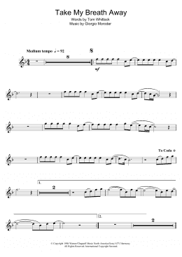 page one of Take My Breath Away (Alto Sax Solo)