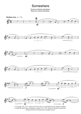 page one of Somewhere (from West Side Story) (Flute Solo)