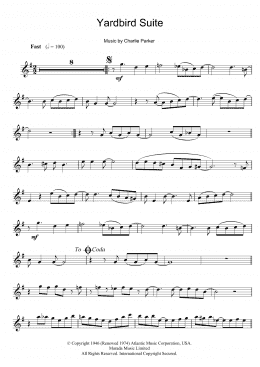 page one of Yardbird Suite (Clarinet Solo)