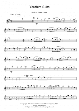 page one of Yardbird Suite (Alto Sax Solo)
