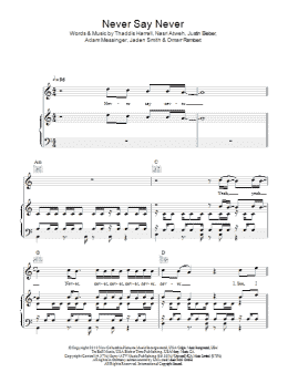 page one of Never Say Never (Piano, Vocal & Guitar Chords)