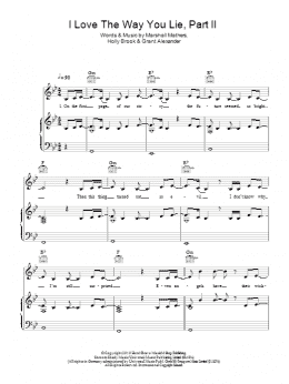 page one of Love The Way You Lie, Pt. 2 (Piano, Vocal & Guitar Chords)