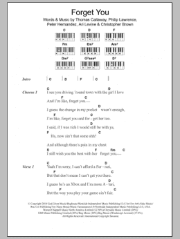 page one of F*** You (Forget You) (Piano Chords/Lyrics)