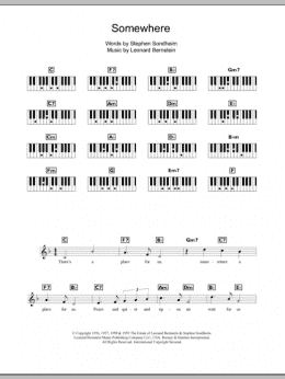 page one of Somewhere (Piano Chords/Lyrics)