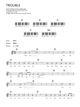 page one of Trouble (Piano Chords/Lyrics)