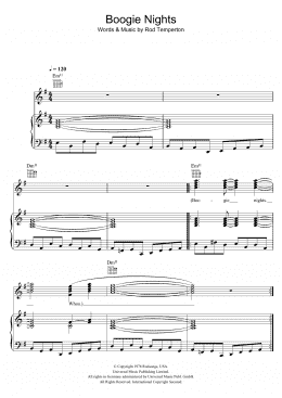 page one of Boogie Nights (Piano, Vocal & Guitar Chords)