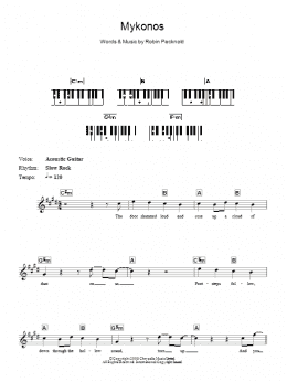 page one of Mykonos (Piano Chords/Lyrics)