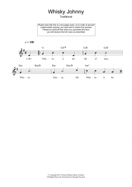 page one of Whisky Johnny (Lead Sheet / Fake Book)