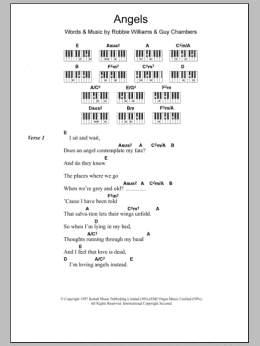 page one of Angels (Piano Chords/Lyrics)