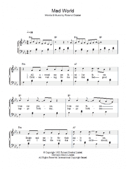 MAD WORLD - Gary Jules (EASY) with Lyrics Sheet music for Piano (Solo)