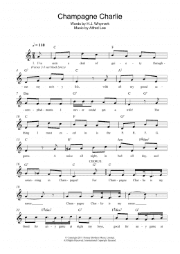page one of Champagne Charlie (Lead Sheet / Fake Book)