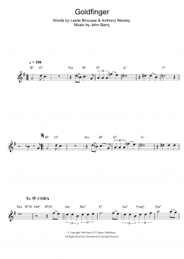 page one of Goldfinger (from James Bond: 'Goldfinger') (Clarinet Solo)