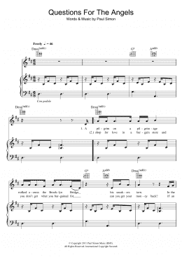 page one of Questions For The Angels (Piano, Vocal & Guitar Chords)