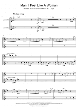 page one of Man! I Feel Like A Woman! (Clarinet Duet)
