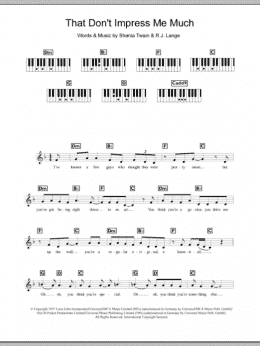 page one of That Don't Impress Me Much (Piano Chords/Lyrics)