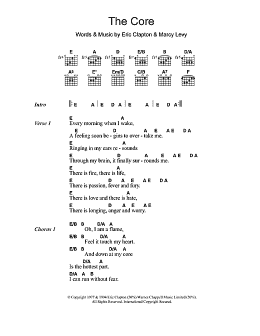 page one of The Core (Guitar Chords/Lyrics)