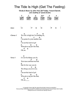page one of The Tide Is High (Get The Feeling) (Guitar Chords/Lyrics)