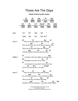 page one of These Are The Days (Guitar Chords/Lyrics)