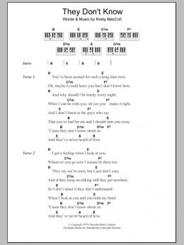 page one of They Don't Know (Piano Chords/Lyrics)