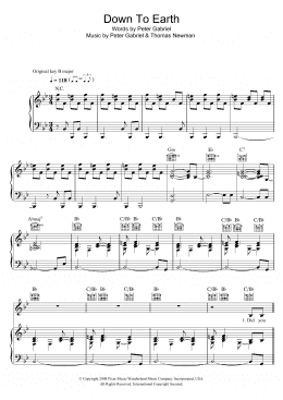 page one of Down To Earth (from WALL-E) (Piano, Vocal & Guitar Chords)