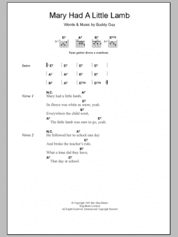 page one of Mary Had A Little Lamb (Guitar Chords/Lyrics)