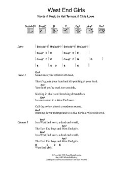 page one of West End Girls (Guitar Chords/Lyrics)