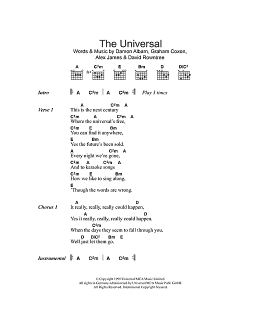 page one of The Universal (Guitar Chords/Lyrics)