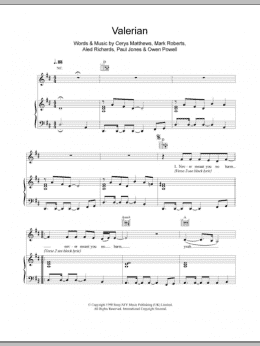 page one of Valerian (Piano, Vocal & Guitar Chords)