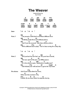 page one of The Weaver (Guitar Chords/Lyrics)