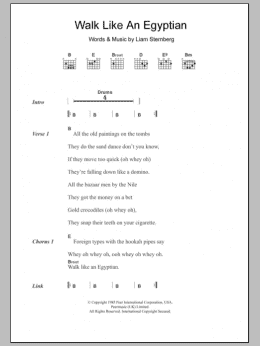 page one of Walk Like An Egyptian (Guitar Chords/Lyrics)