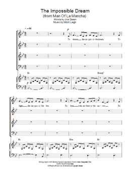 page one of The Impossible Dream (SATB Choir)