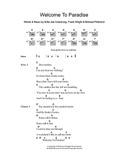page one of Welcome To Paradise (Guitar Chords/Lyrics)