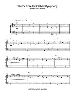 page one of Theme From The Unfinished Symphony (Beginner Piano)